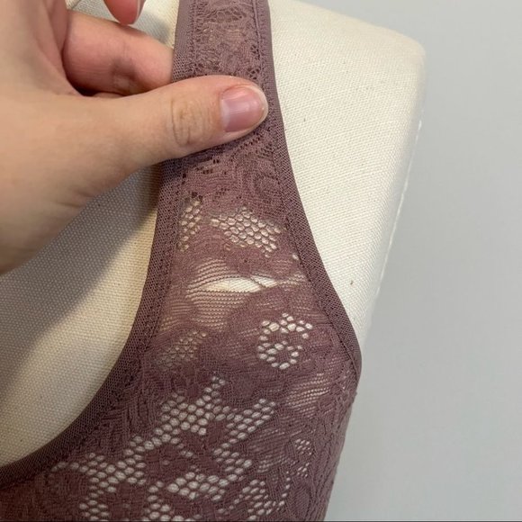 Aritzia Wilfred Sheer Lace Tank Top Mauve - Picture 8 of 11